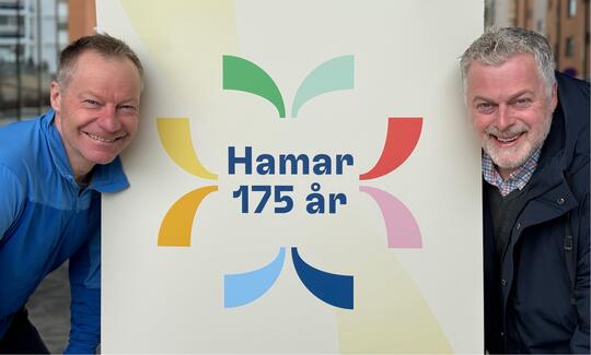 Konrad Sel og Morten Midtlien inviterer til kreativt møte om å arrangere 175 "mesterskap" i Hamar i juni.